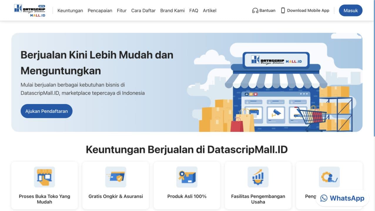 Datascrip Mall Seller Portal: public website preview
